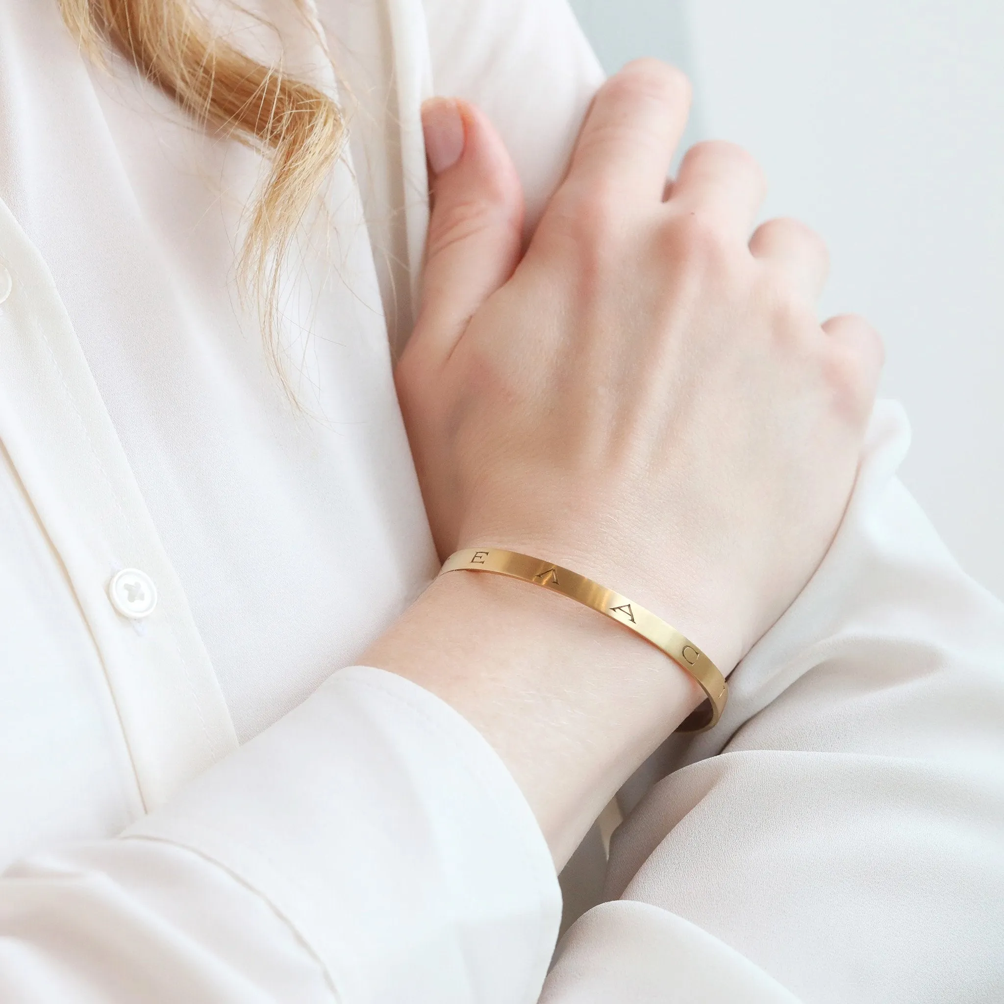 18K Gold Bangle with Ancient Greek Engraving