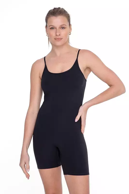 Adjustable Strap Onesie Romper Black