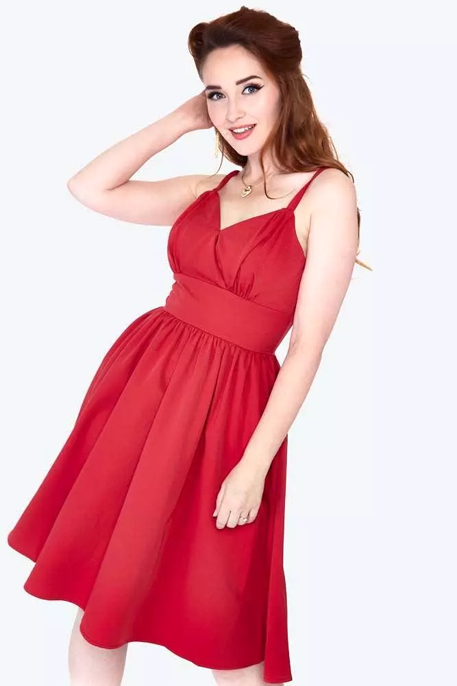 Adjustable Strap Solid Flare Dress