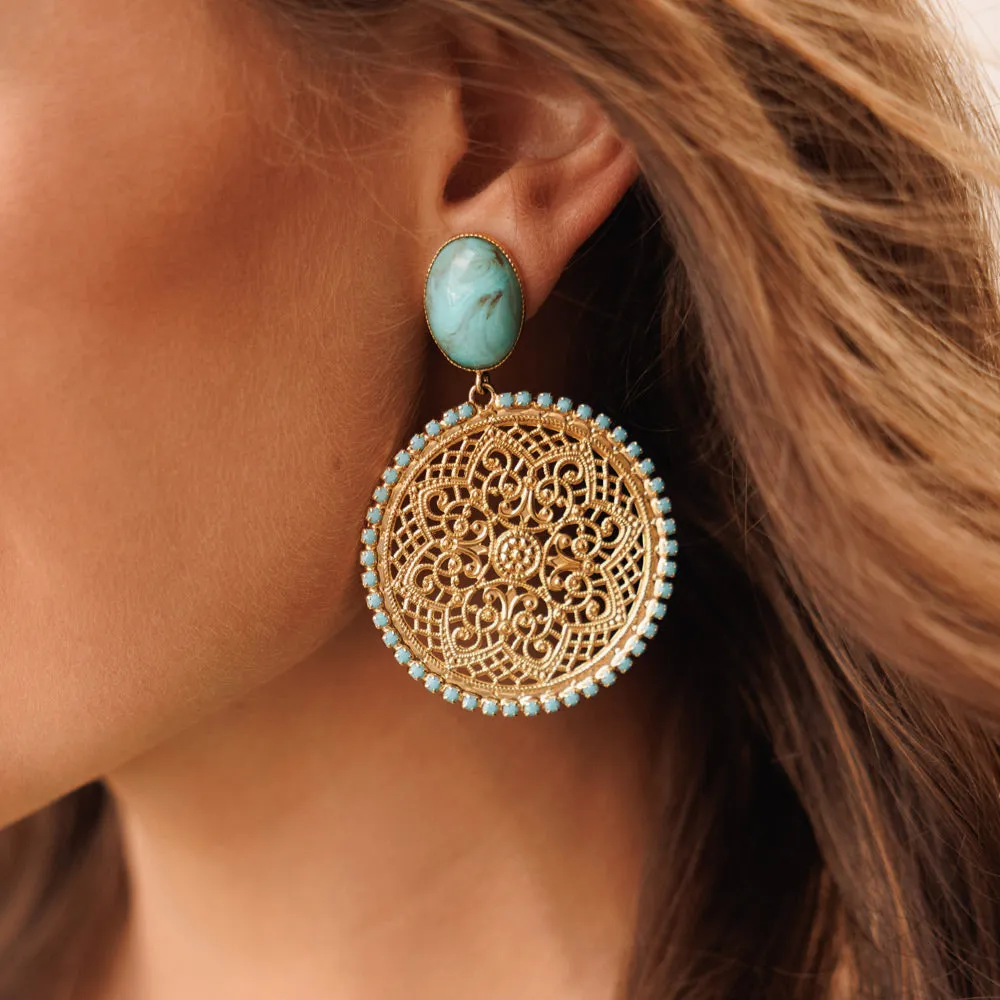 Alexandra Boho Earrings / Turquoise Matt