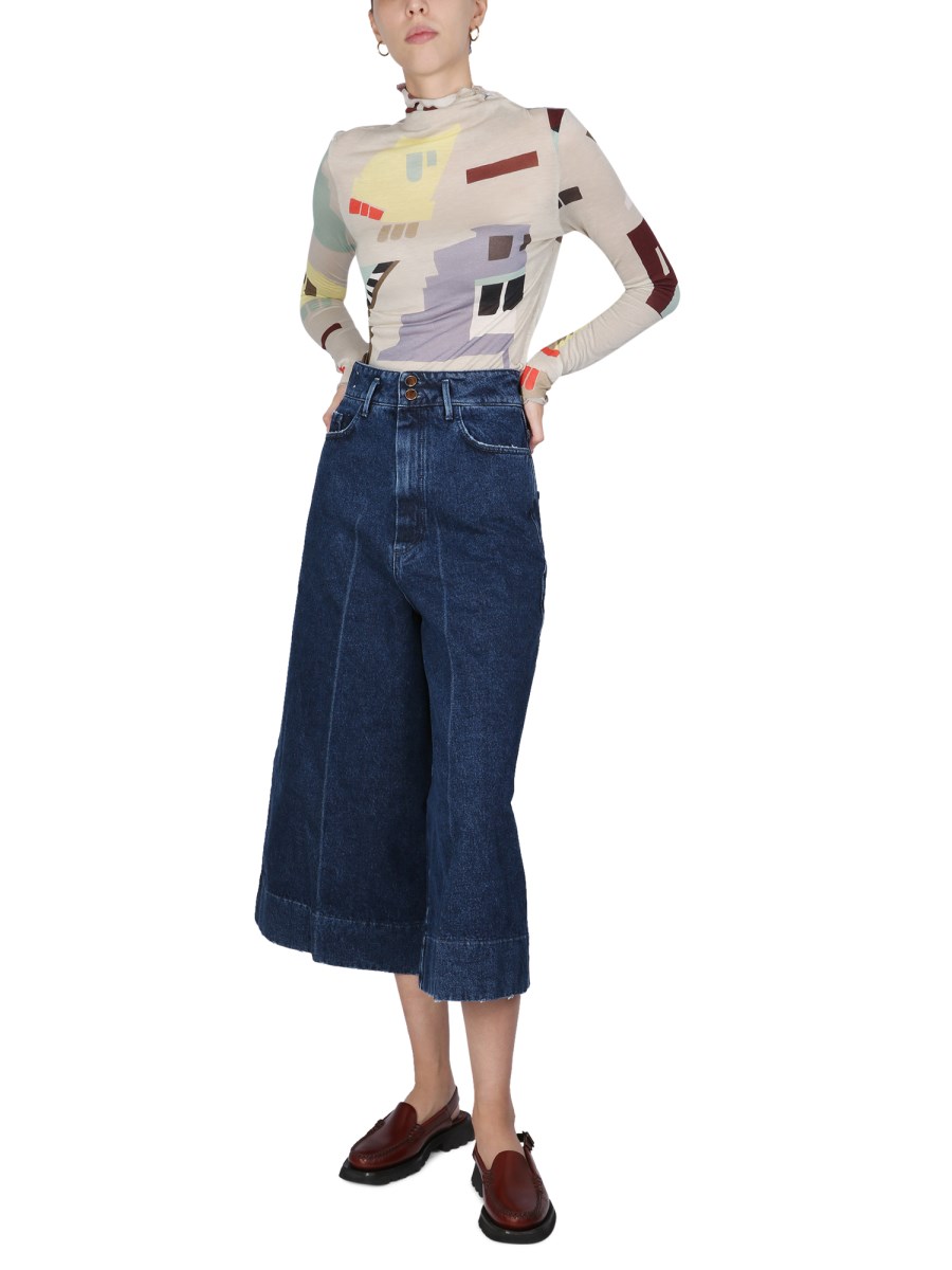 ALYSI      JEANS WIDE LEG IN DENIM DI COTONE