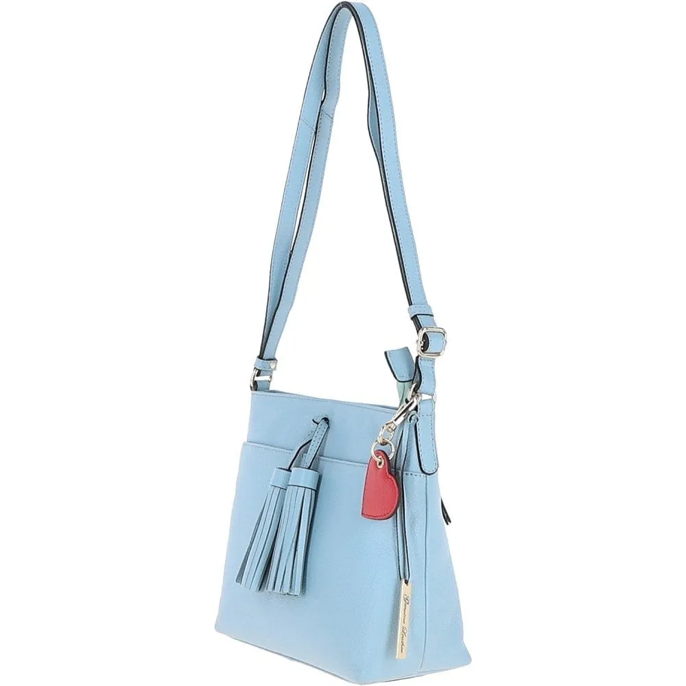 Ashwood Medium Leather Cross Body Bag Winter Sky: J-11