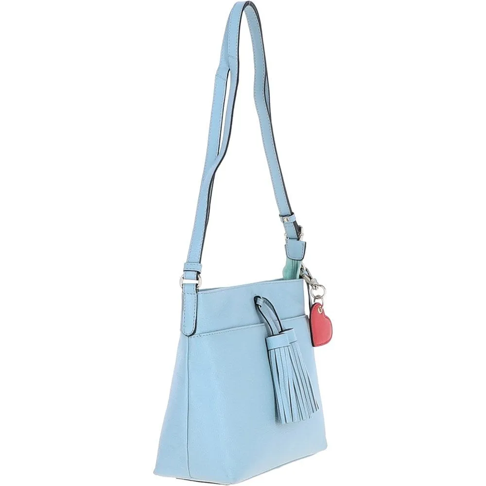 Ashwood Medium Leather Cross Body Bag Winter Sky: J-11