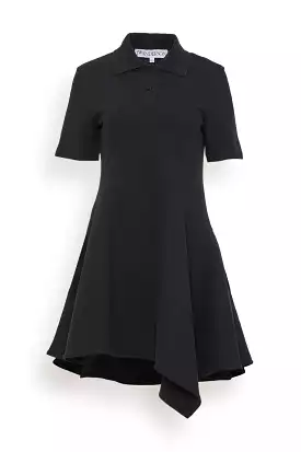 Asymmetric Polo Dress in Black