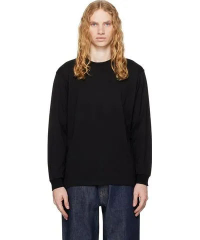 AURALEE Black Luster Plaiting Long Sleeve T-shirt