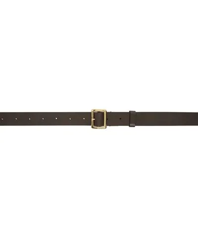 AURALEE Brown Leather Square Buckle Belt