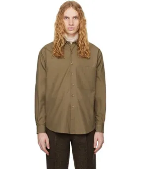 AURALEE Brown Washed Finx Twill Big Shirt