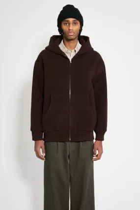 Auralee Double Cloth Heavy Wool Pile Zip Hoodie