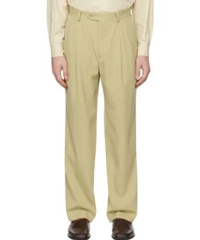 AURALEE Khaki Light Wool Max Gabardine Two-Tuck Trousers