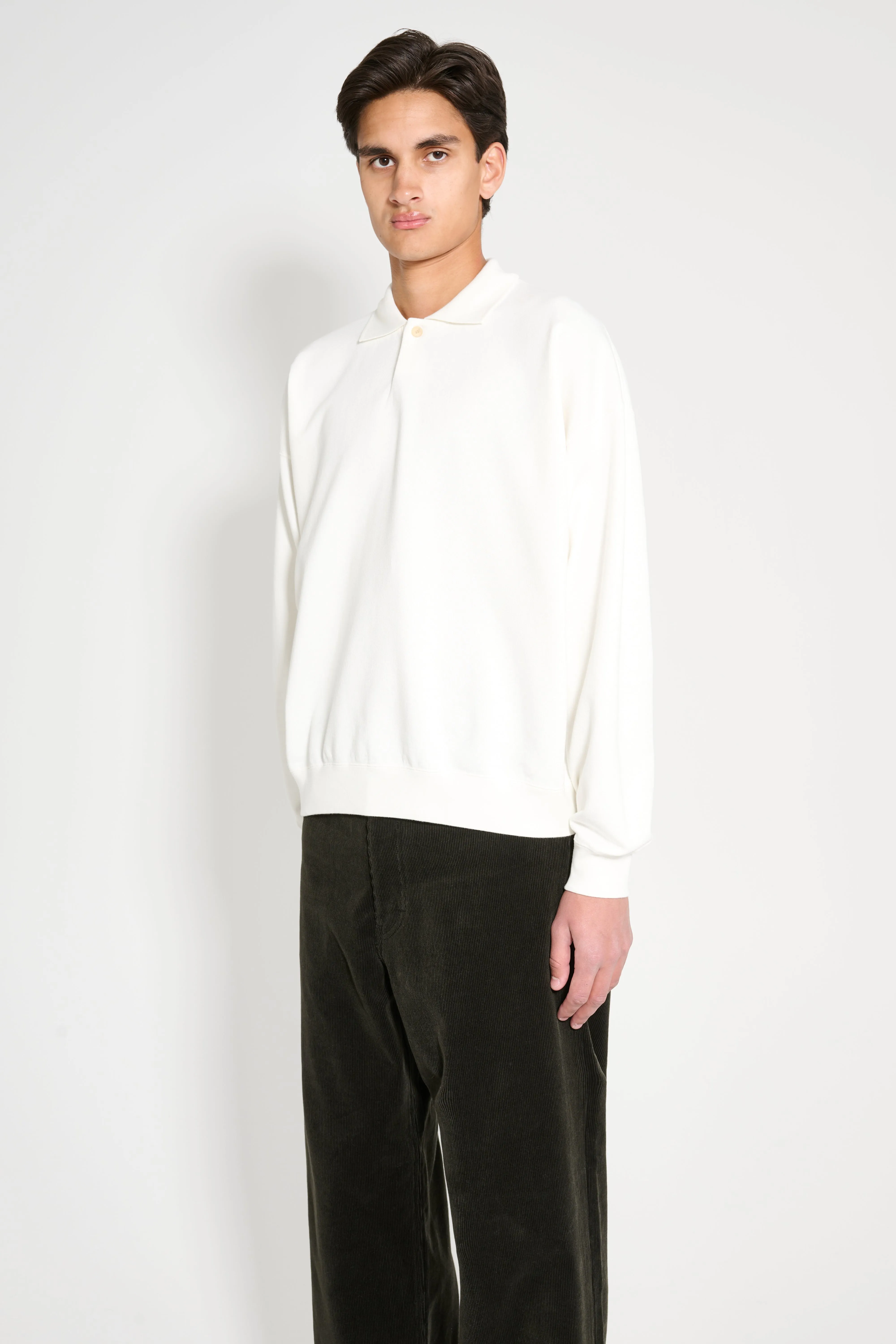 Auralee Pima Light Sweat Polo White