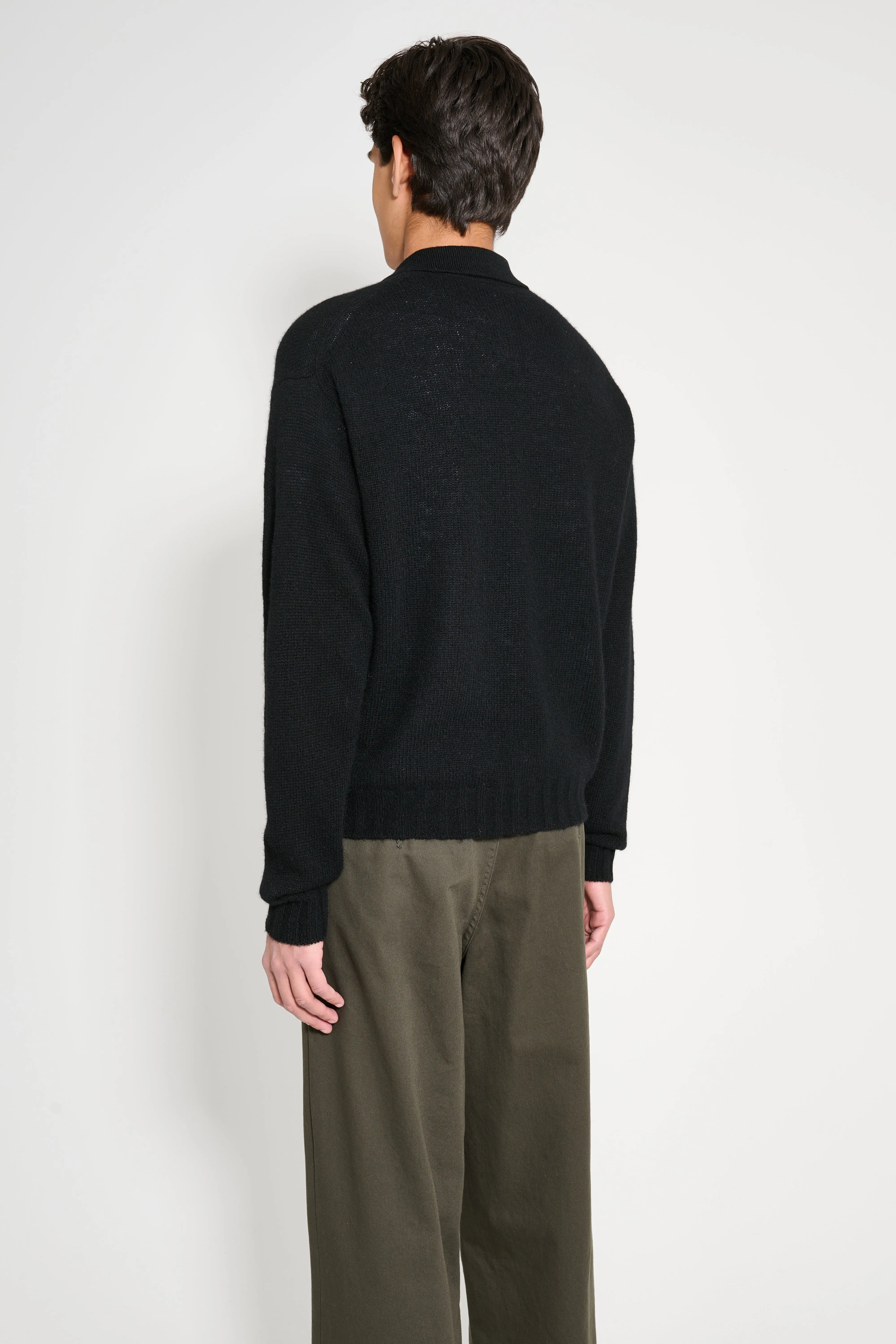 Auralee Shetland Wool Cashmere Knit Cardigan Black