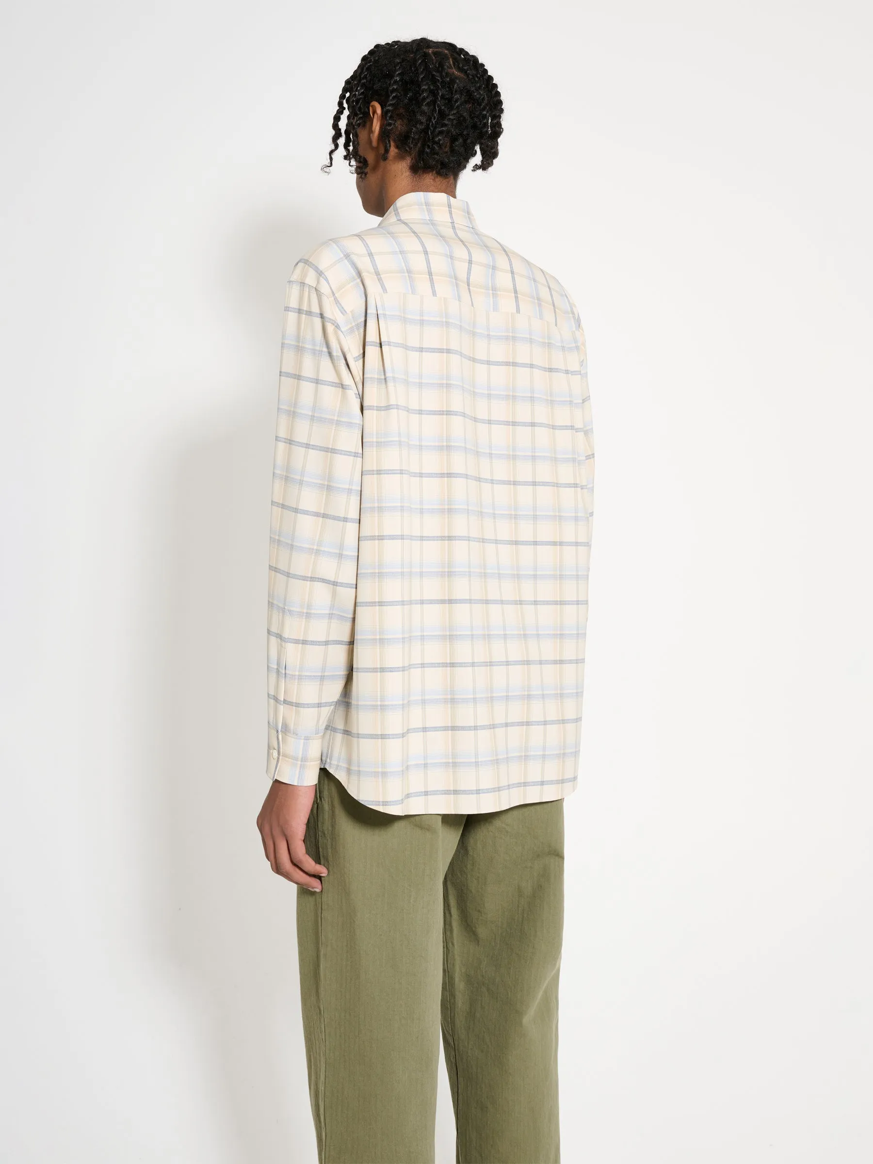 Auralee Super Light Wool Check Shirt Light Beige Check