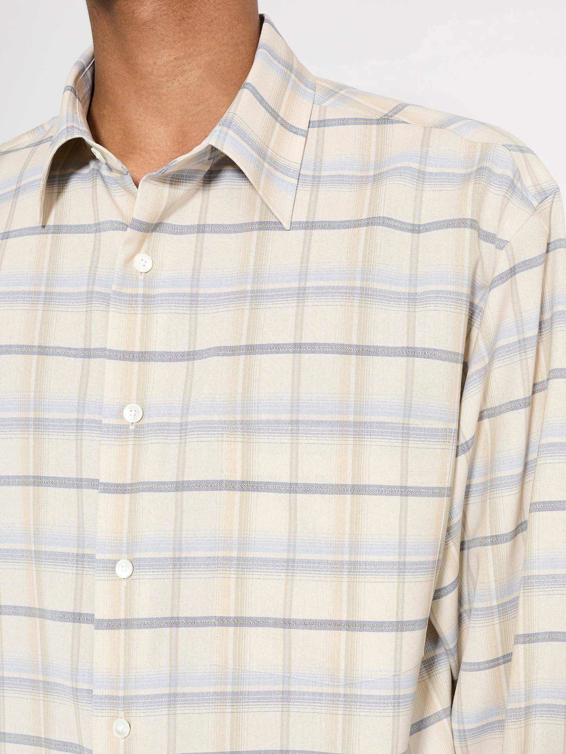 Auralee Super Light Wool Check Shirt Light Beige Check