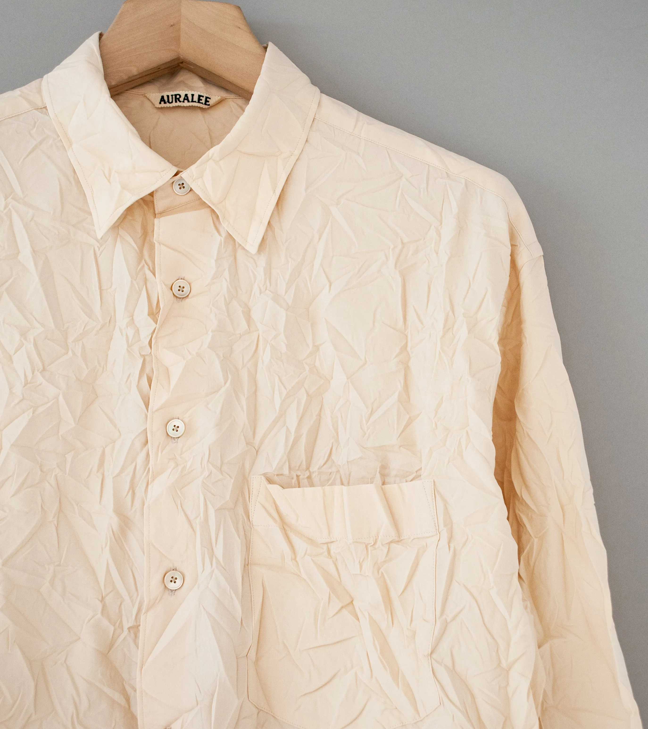 Auralee 'Wrinkled Finx Twill Shirt' (Pink Beige)