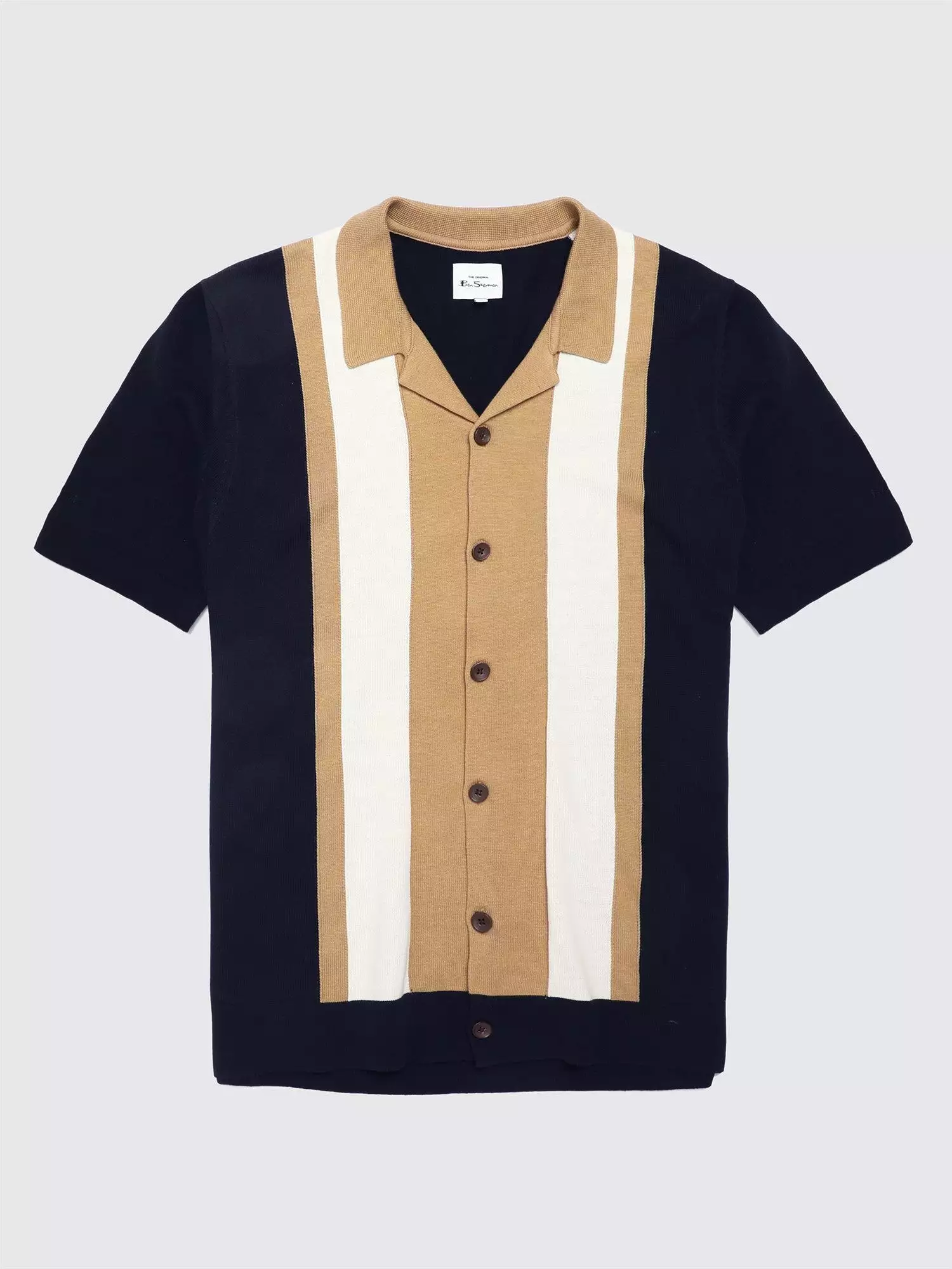 Ben Sherman Mens Knit 'Resort' Neck Button Through Polo Shirt