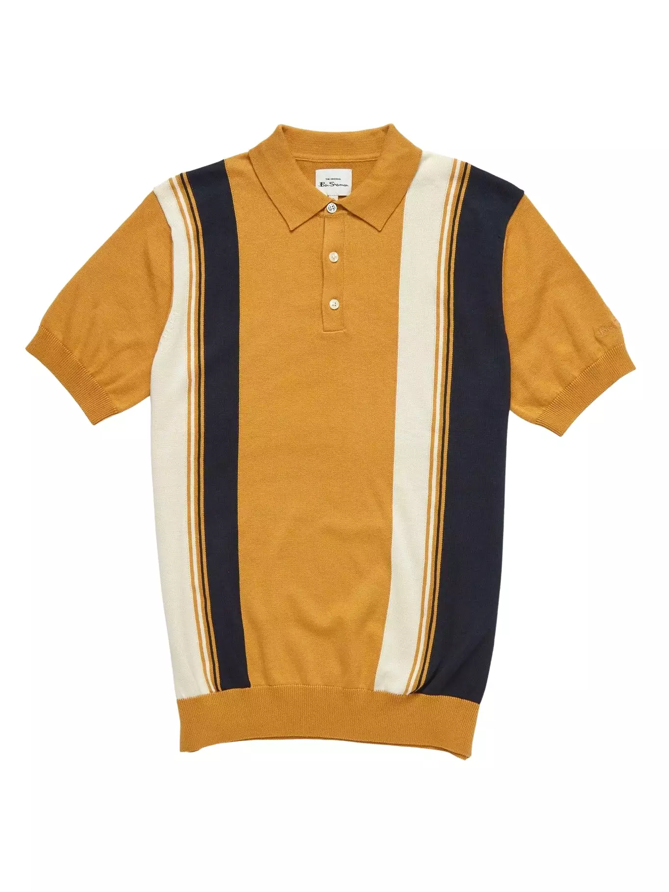 Ben Sherman Mens Vertical Stripe Knit Polo Shirt