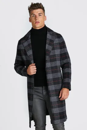 Big Check Single Breasted Overcoat