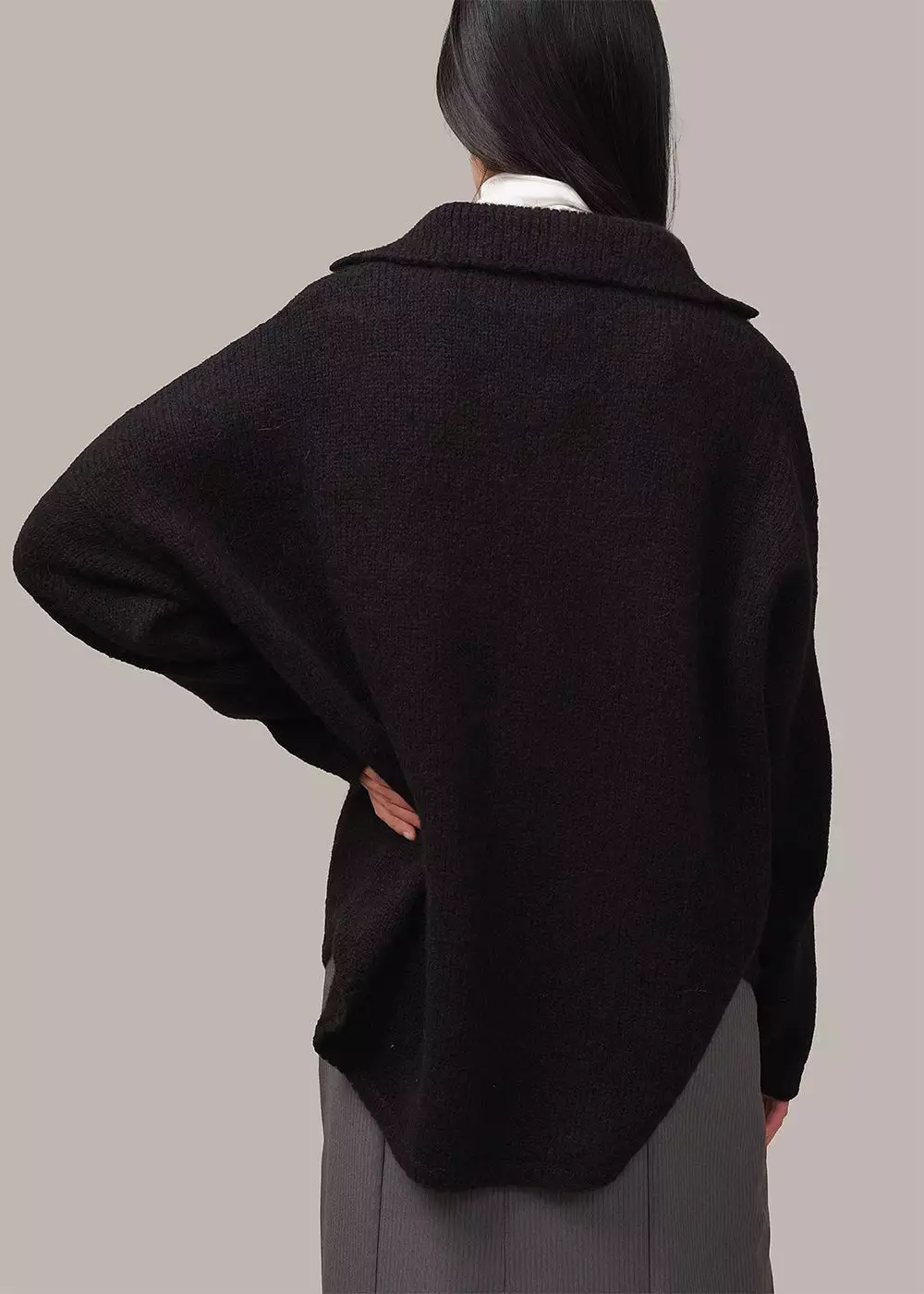 Black Baby Alpaca Polo Jacket