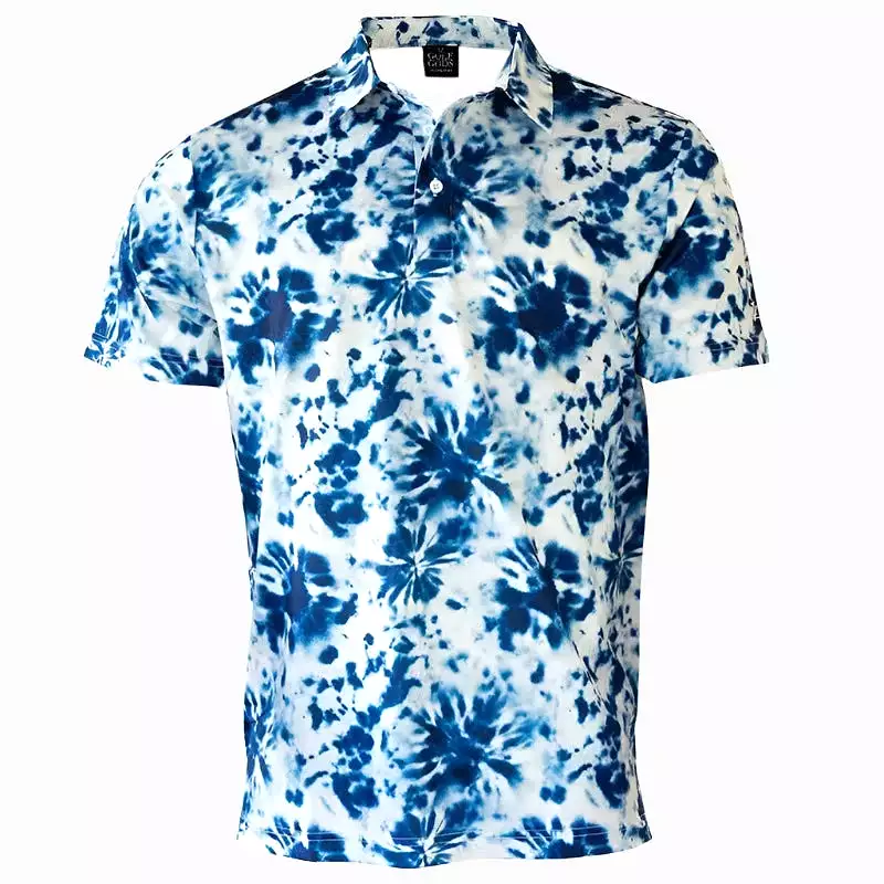 Blue Tie Dye Cool Tech Performance Golf Polo