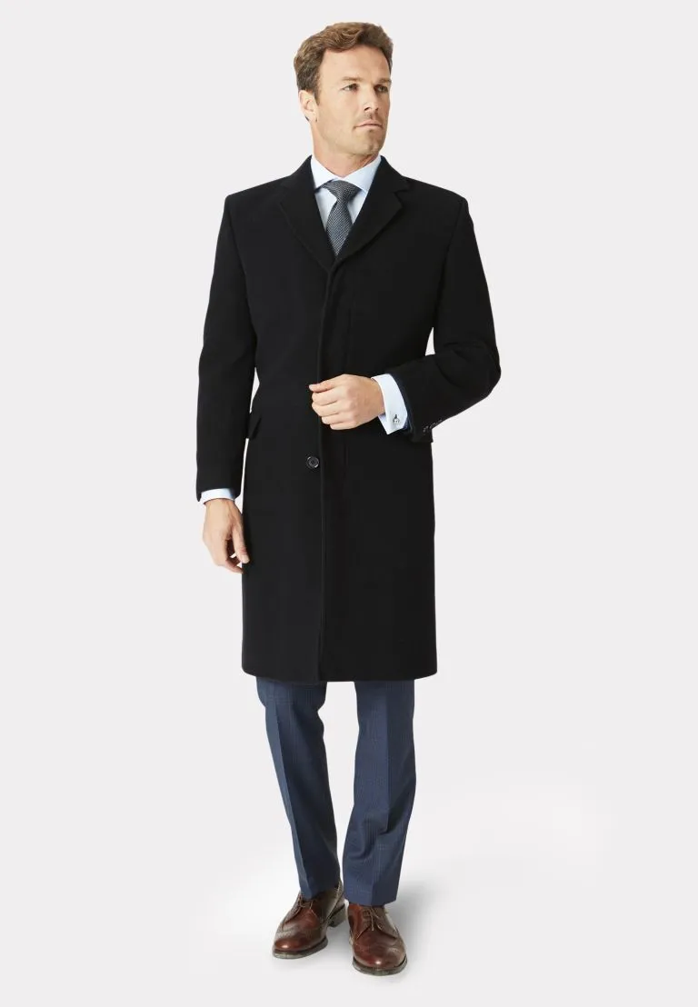 Bond Black Wool Cashmere Overcoat