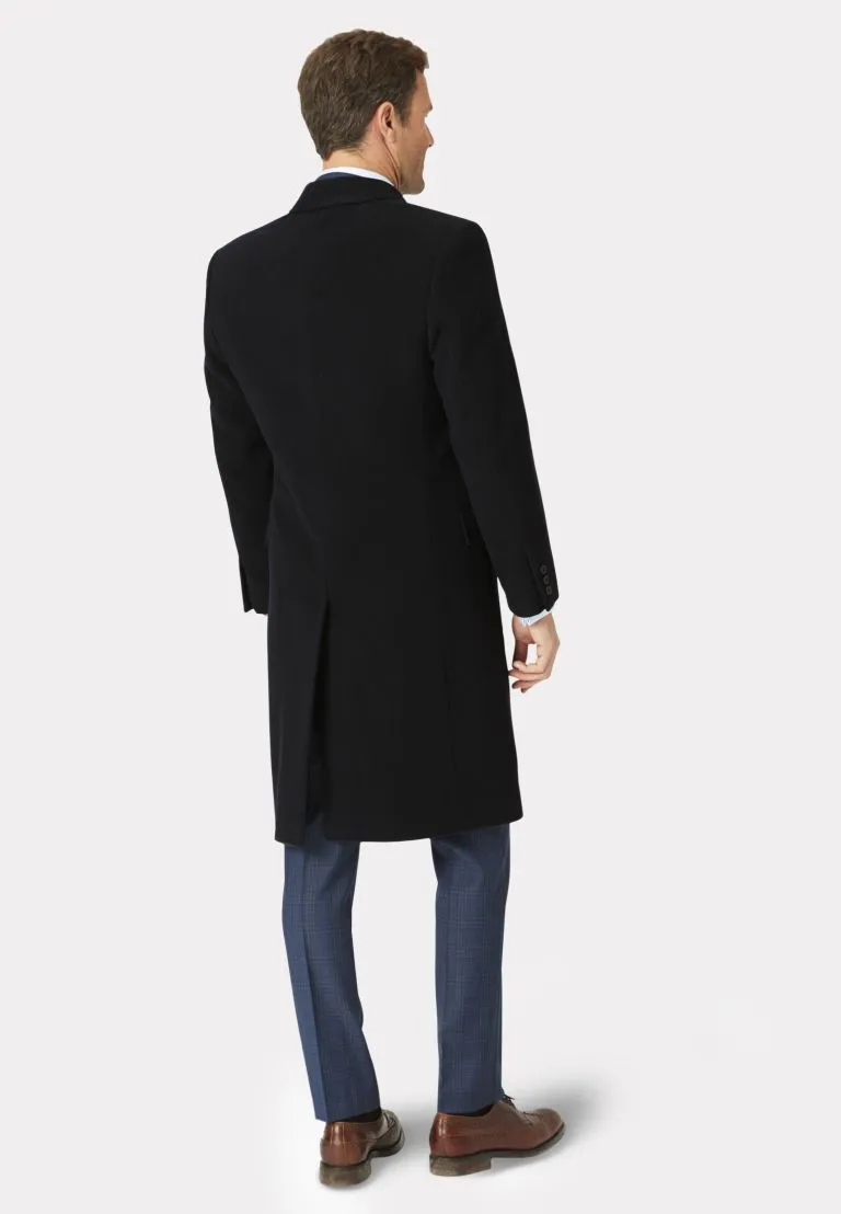 Bond Black Wool Cashmere Overcoat