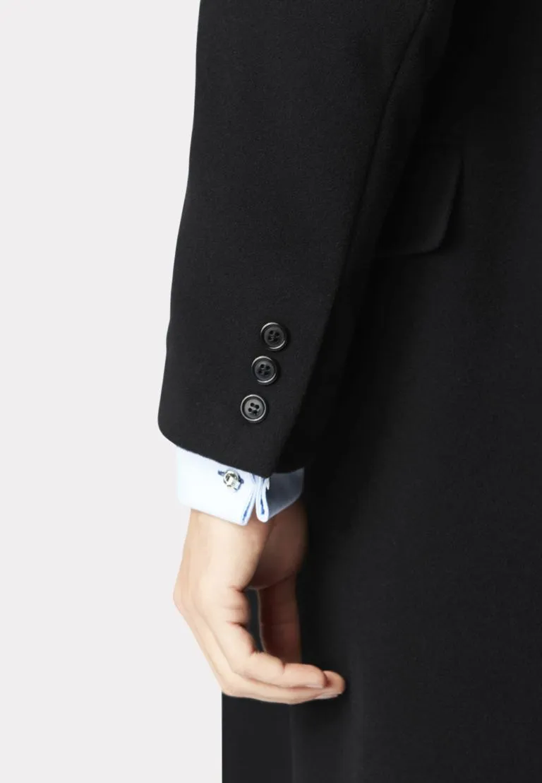 Bond Black Wool Cashmere Overcoat