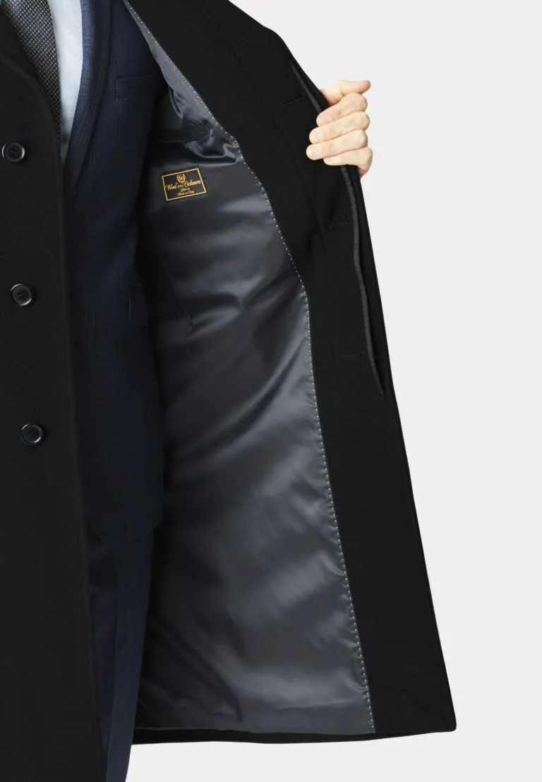 Bond Black Wool Cashmere Overcoat