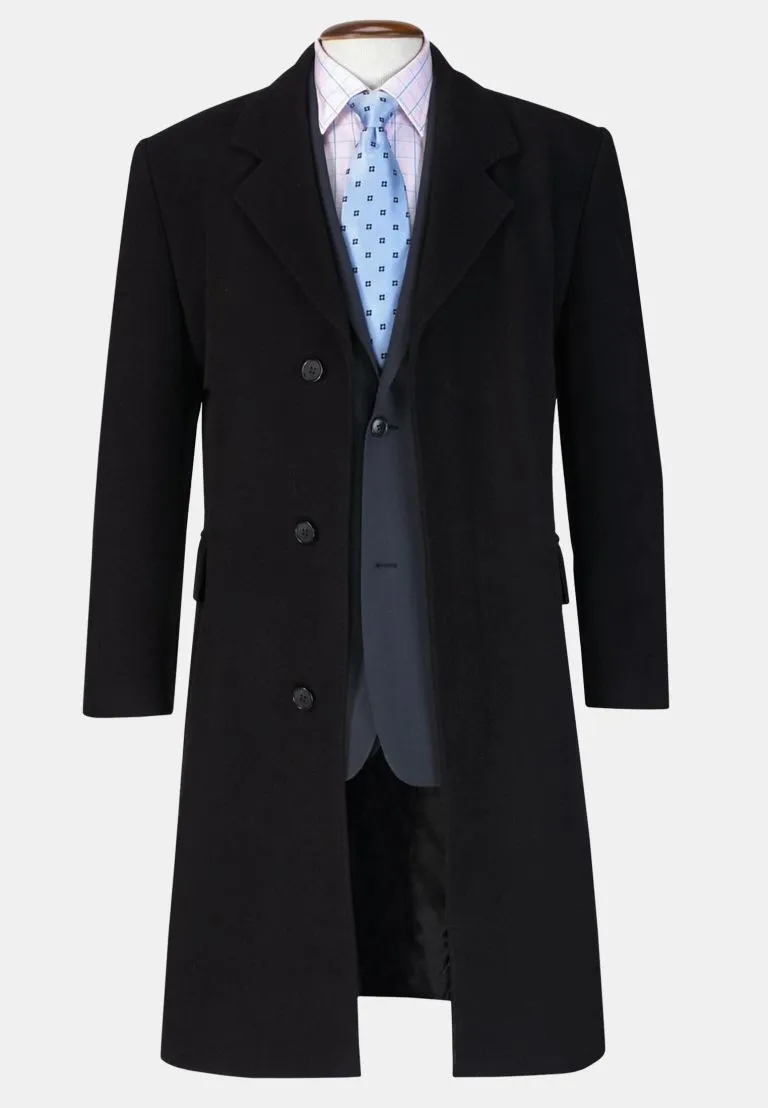 Bond Black Wool Cashmere Overcoat