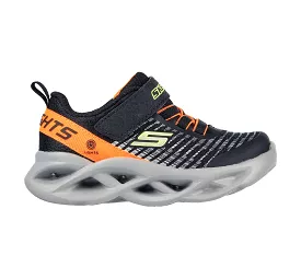 Boy Infants Skechers Trainers Black/Orange Strap Light Up Twisty Brights 401650N/BKOR