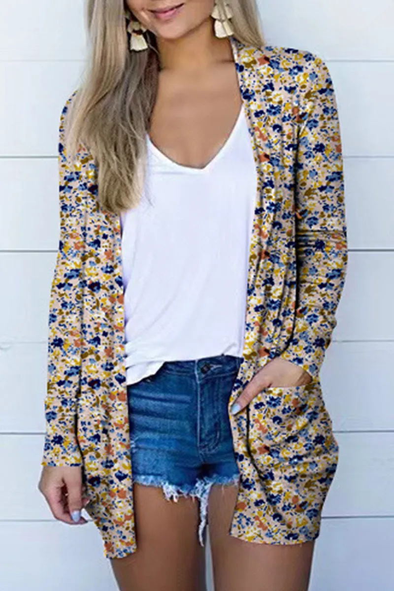 Casual Geometric Printing Cardigan Collar Outerwear