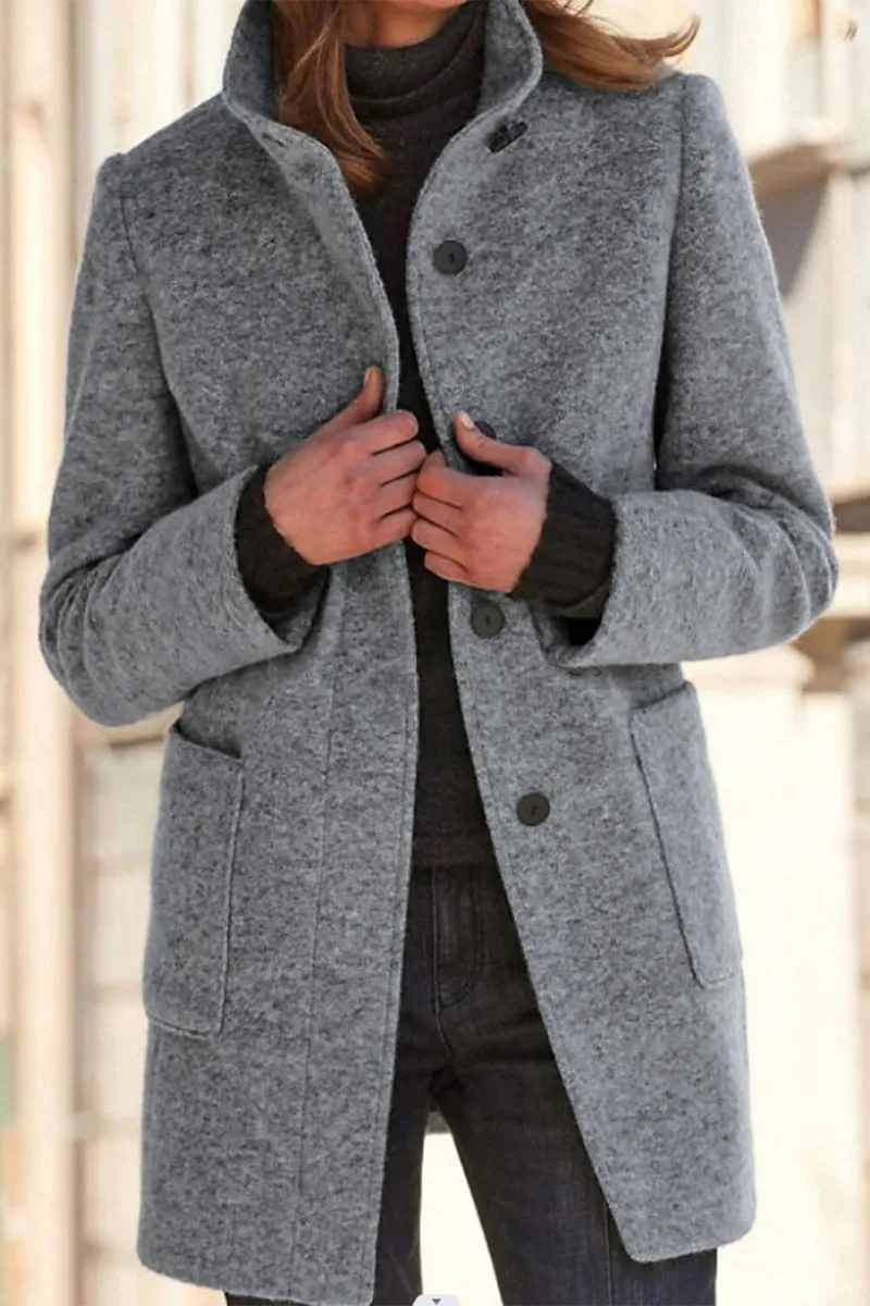 Casual Solid Solid Color Mandarin Collar Outerwear