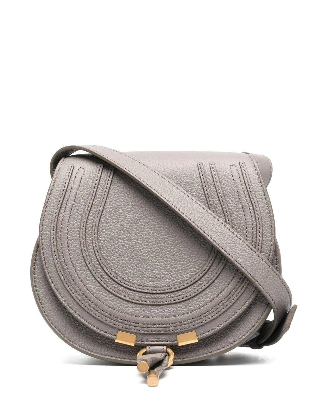 CHLO Women's Elephant Grey Leather Small Saddle Shoulder Bag Fall/Winter 2023