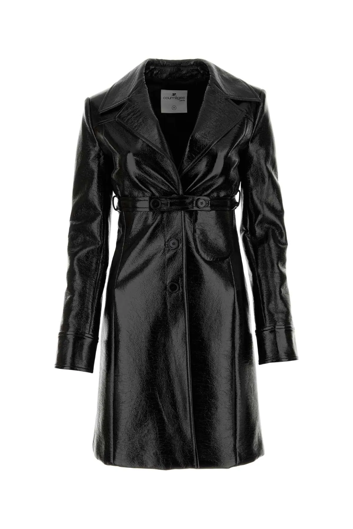 Courreges Black Vinyl Overcoat