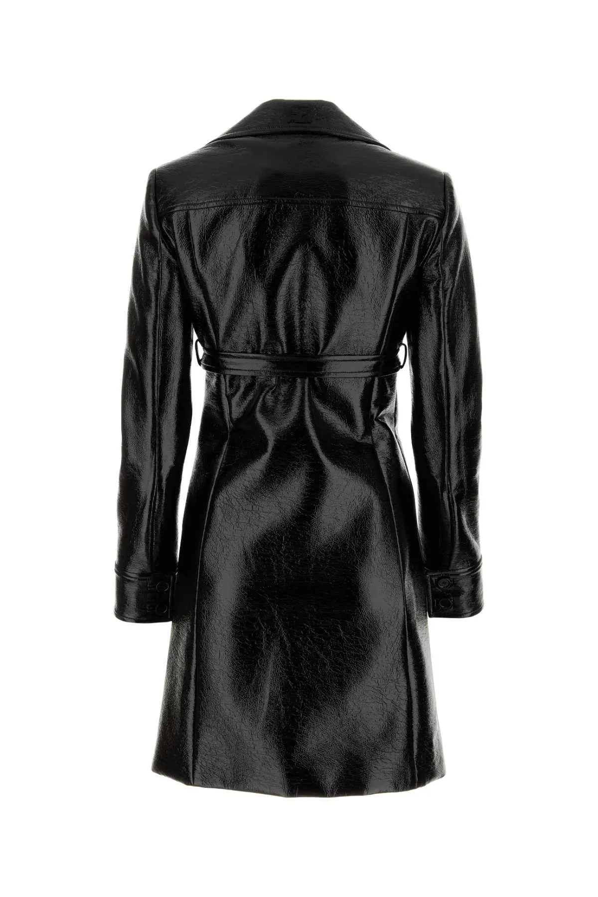 Courreges Black Vinyl Overcoat