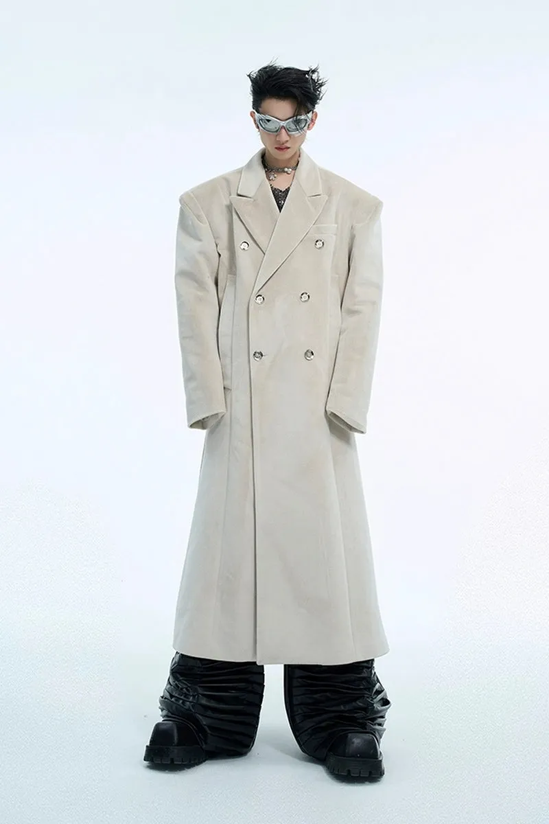 Double-Breasted Wool Blend Overcoat