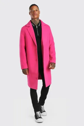 Drop Shoulder Single Breasted Longline Overcoat