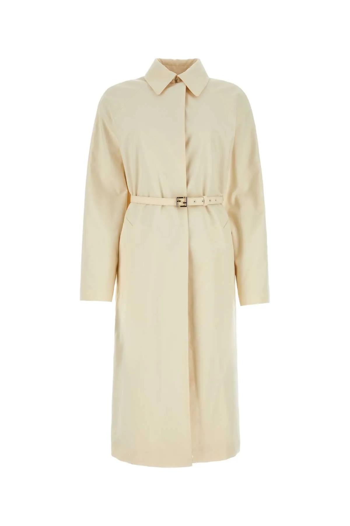 Fendi Ivory Jacquard Overcoat