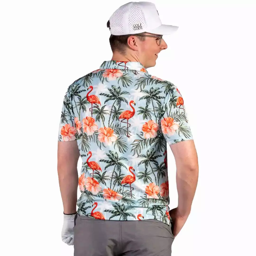 Flamingo Paradise Cool Tech Performance Golf Polo