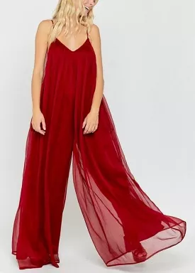 Flowy chiffon adjustable strap jumpsuit