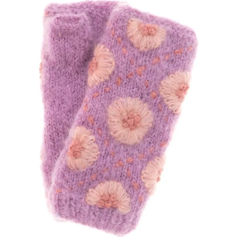 French Knot Women's Daisy Handwarmer, Lavender