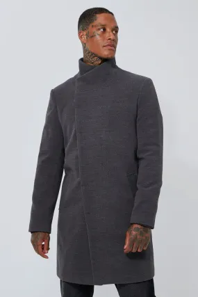 Funnel Neck Wool Look Overcoat