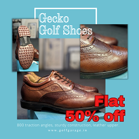 Gecko Men's Leather Golf Shoe (Dark Tan)