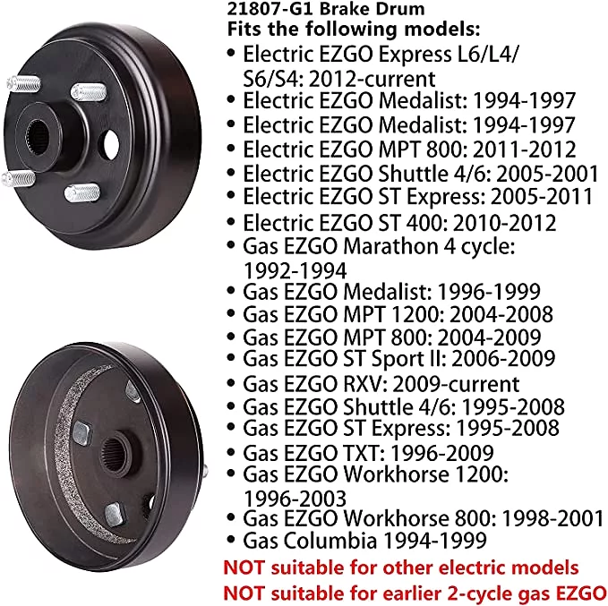 Golf Cart Brake Drum Hub Assembly for EZGO TXT 1991-up - 10L0L