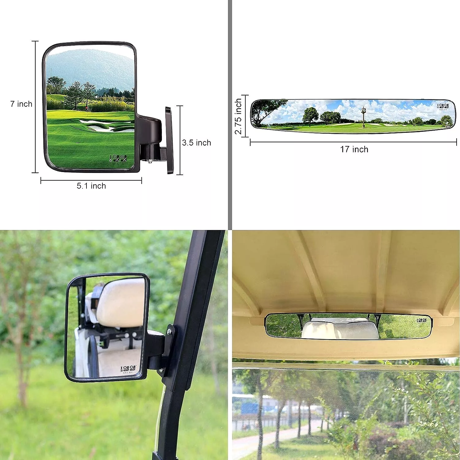 Golf Cart Side View Mirrors and Rear View Mirrors Foldable Universal - 10L0L