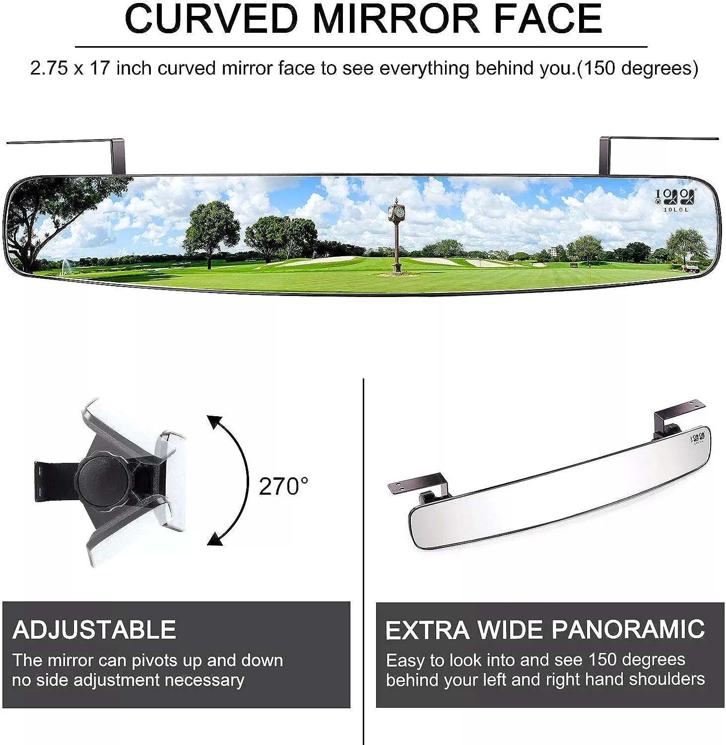 Golf Cart Side View Mirrors and Rear View Mirrors Foldable Universal - 10L0L