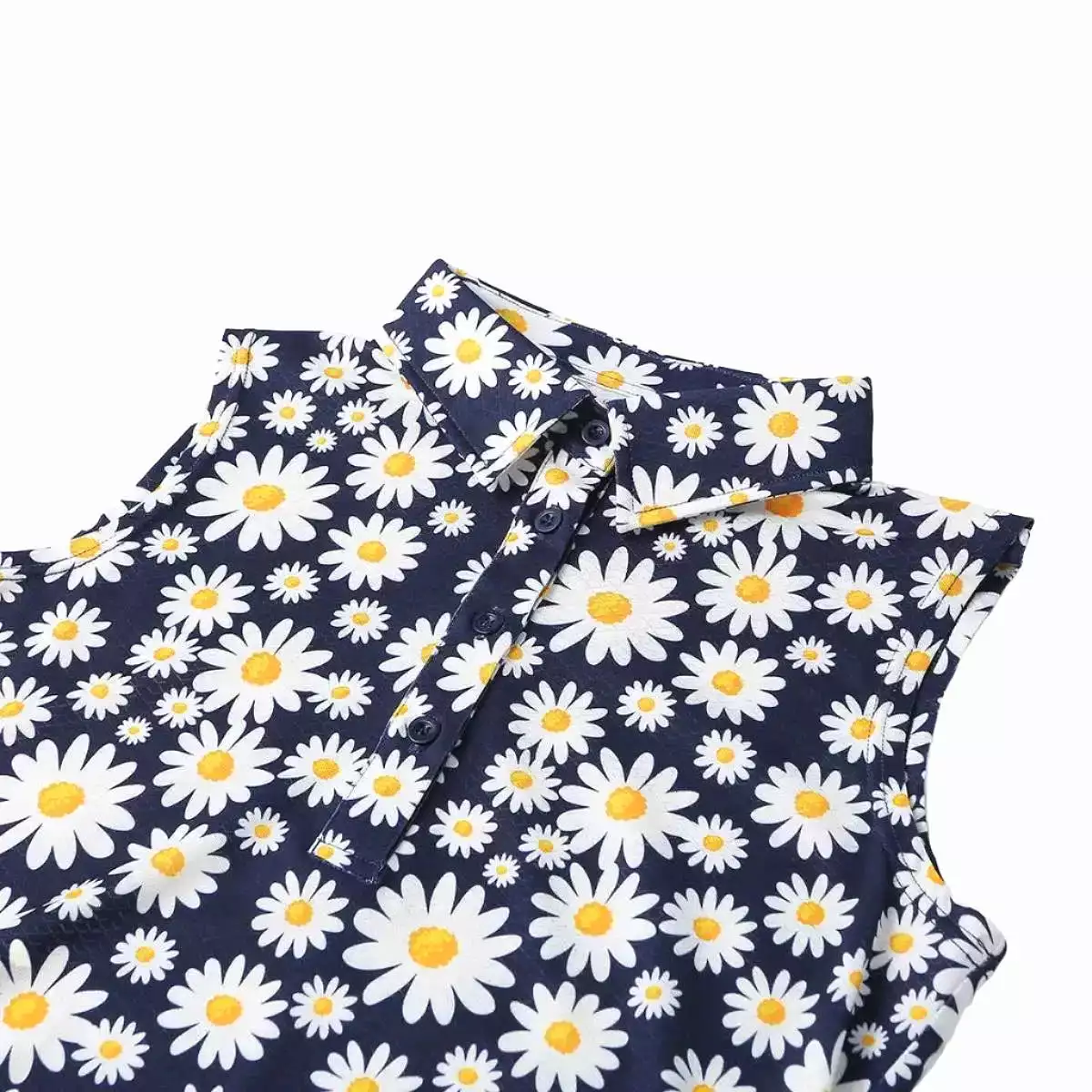 Golf Goddess - Women's Daisy Flower Performance Golf Polo - Sleeveless