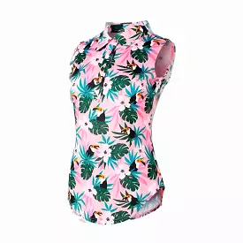 Golf Goddess - Women's Jungle Time Cool Tech Performance Golf Polo - Sleeveless