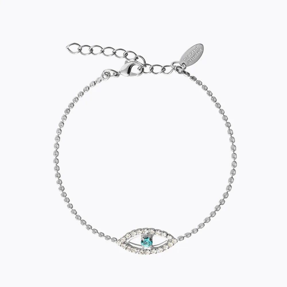 Greek Eye Ankle Chain / Crystal / Aquamarine