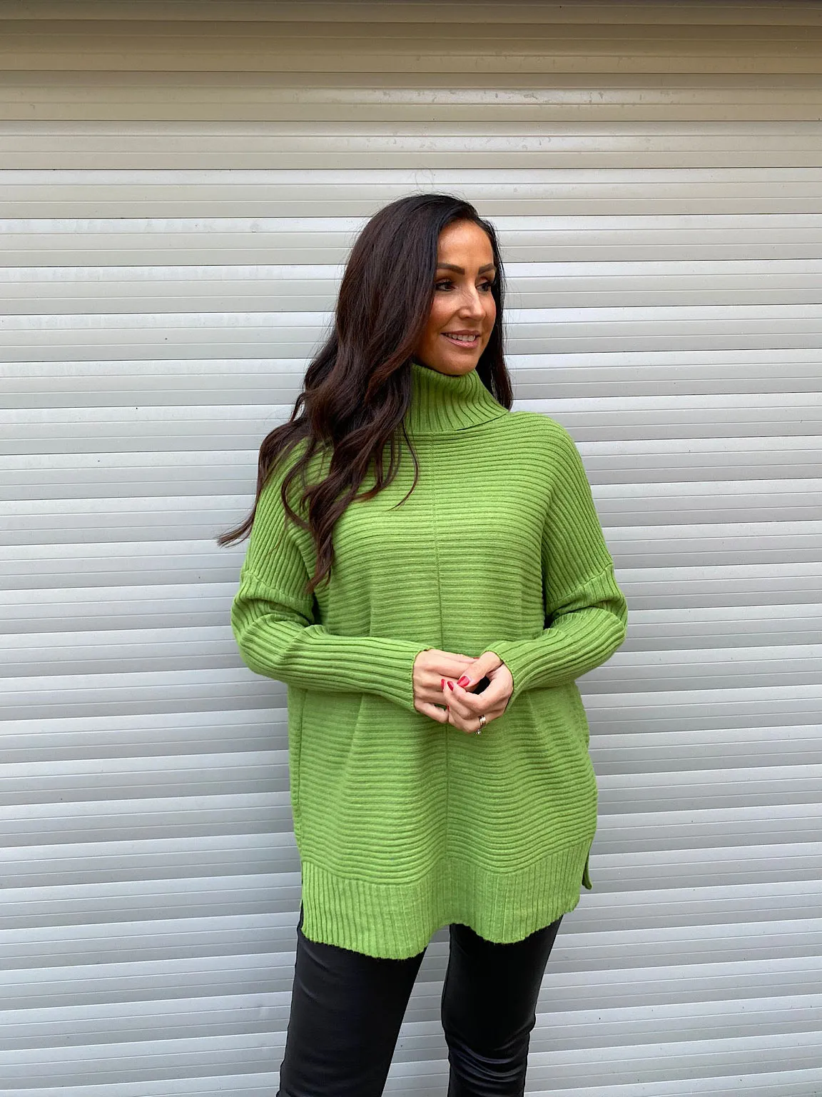 Green Premium Ribbed Knit Velma