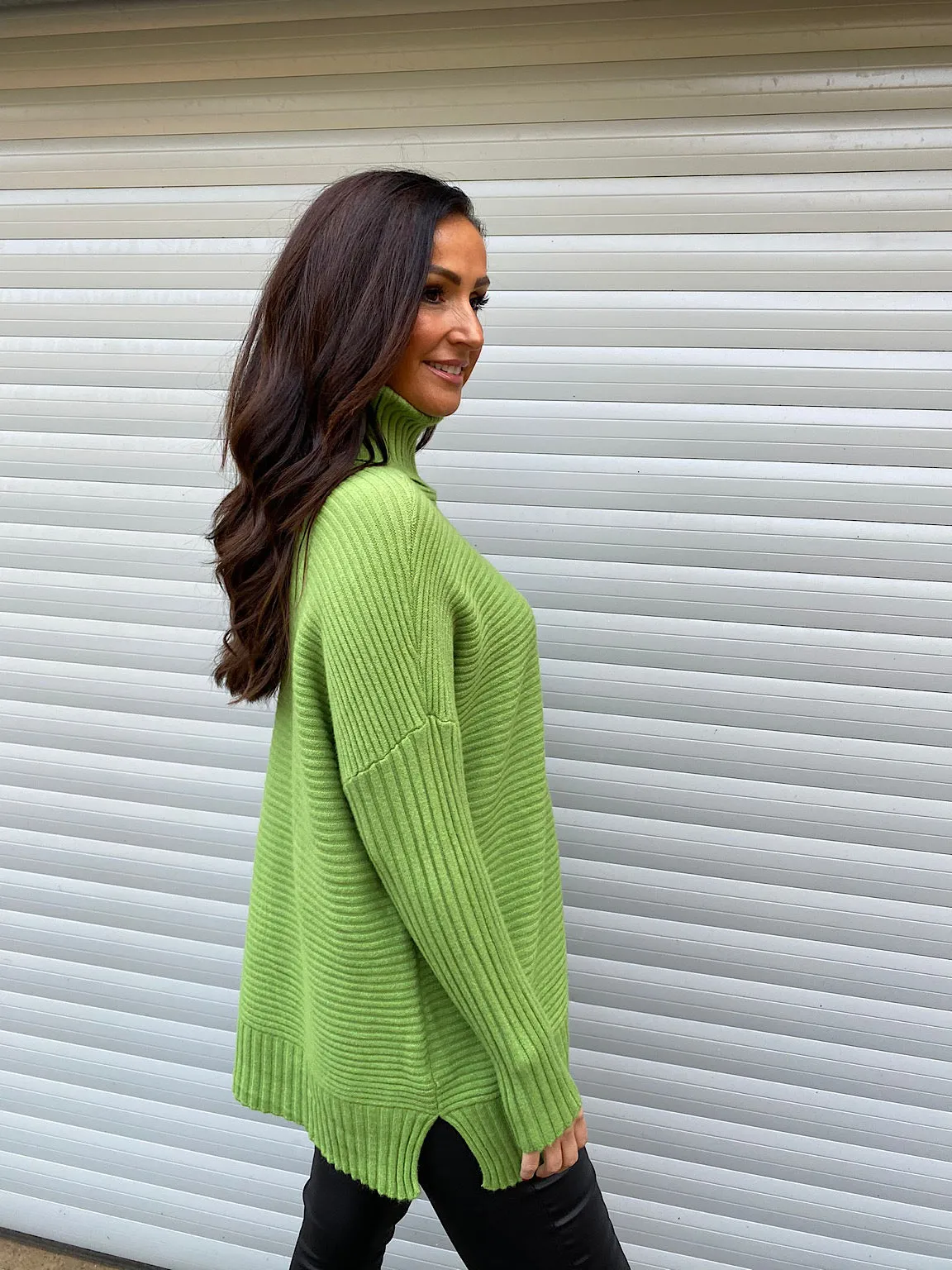 Green Premium Ribbed Knit Velma